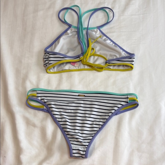Victoria's Secret Striped Bikini Athletic Top & Strappy Cheeky Bottom - Picture 6 of 9